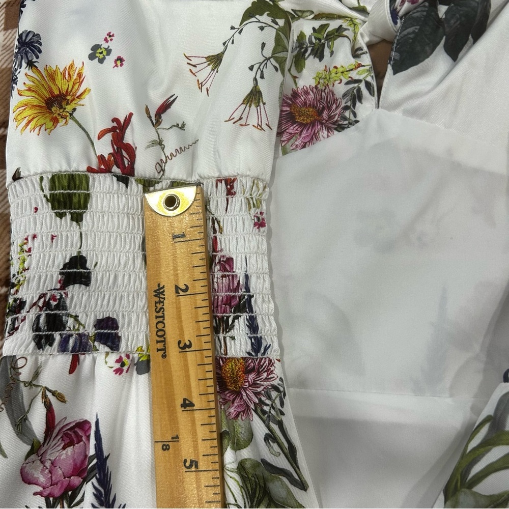Bailey 44 Puff Pastry Smocked Satiny Floral midi Dress SIZE 4 coquette feminine - Picture 16 of 16